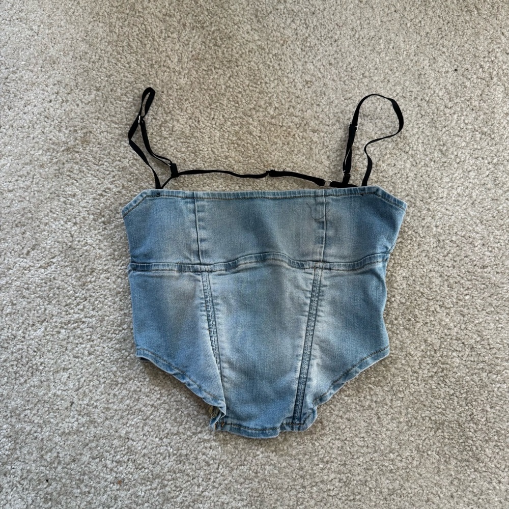 Bershka Light Blue Denim Top